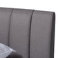 Brita Mid-Century Modern Grey Fabric Upholstered Walnut Finished Wood King Size Bed FredCo