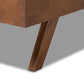 Brita Mid-Century Modern Light Beige Fabric Upholstered Walnut Finished Wood King Size Bed FredCo