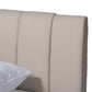 Brita Mid-Century Modern Light Beige Fabric Upholstered Walnut Finished Wood Queen Size Bed FredCo