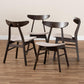 Britte Mid-Century Modern Beige Fabric Upholstered Dark Oak Brown Finished 4-Piece Wood Dining Chair Set FredCo