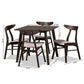 Britte Mid-Century Modern Beige Fabric Upholstered Dark Oak Brown Finished 5-Piece Wood Dining Set FredCo