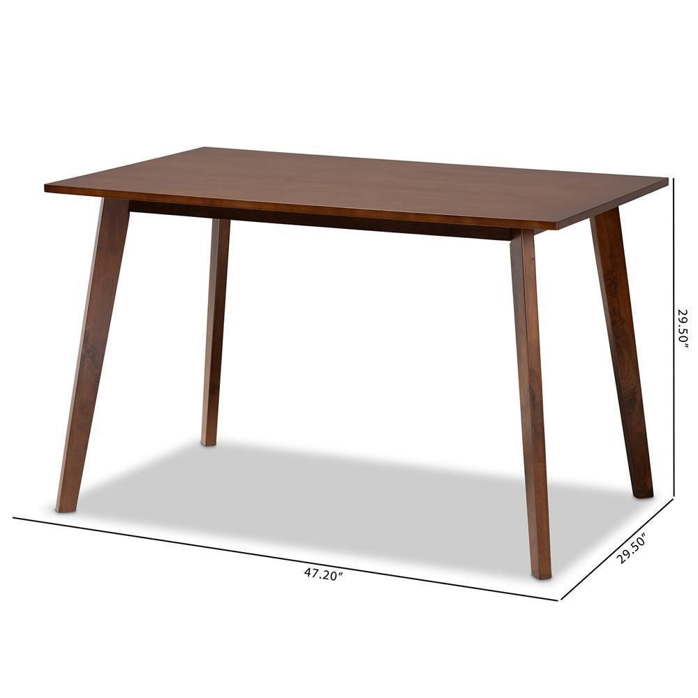 Britte Mid-Century Modern Transitional Walnut Brown Finished Rectangular Wood Dining Table FredCo