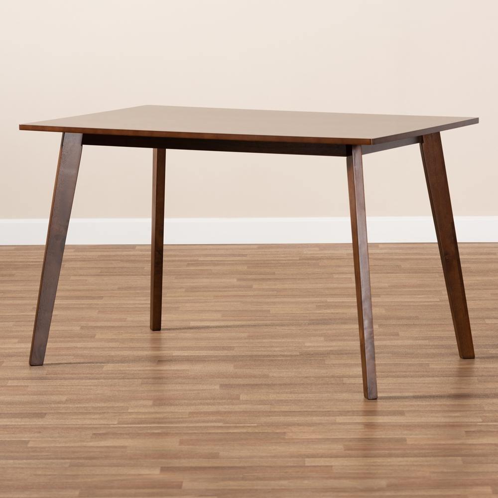 Britte Mid-Century Modern Transitional Walnut Brown Finished Rectangular Wood Dining Table FredCo