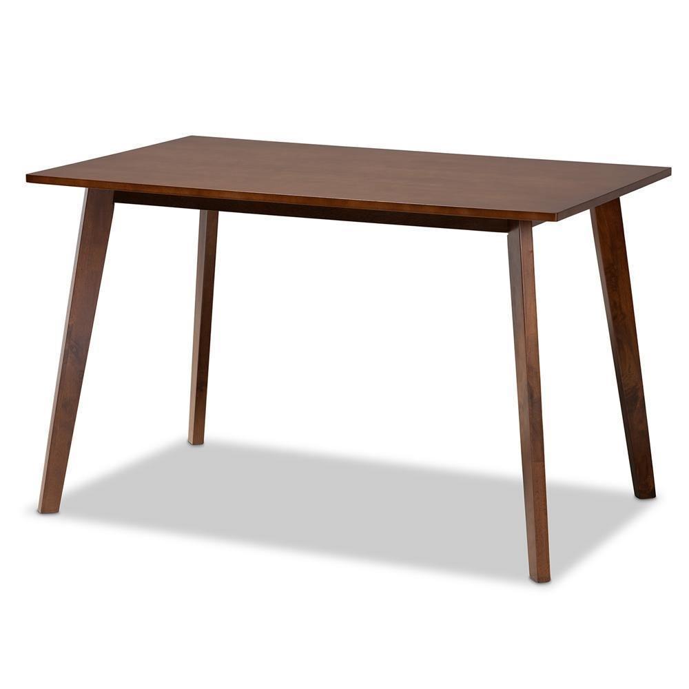 Britte Mid-Century Modern Transitional Walnut Brown Finished Rectangular Wood Dining Table FredCo