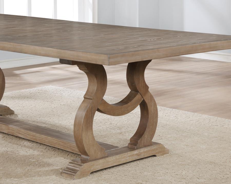 Brockway Cove Trestle Dining Table Barley Brown 110291 Coaster FredCo