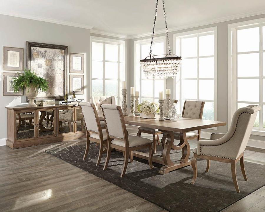 Brockway Cove Trestle Dining Table Barley Brown 110291 Coaster FredCo