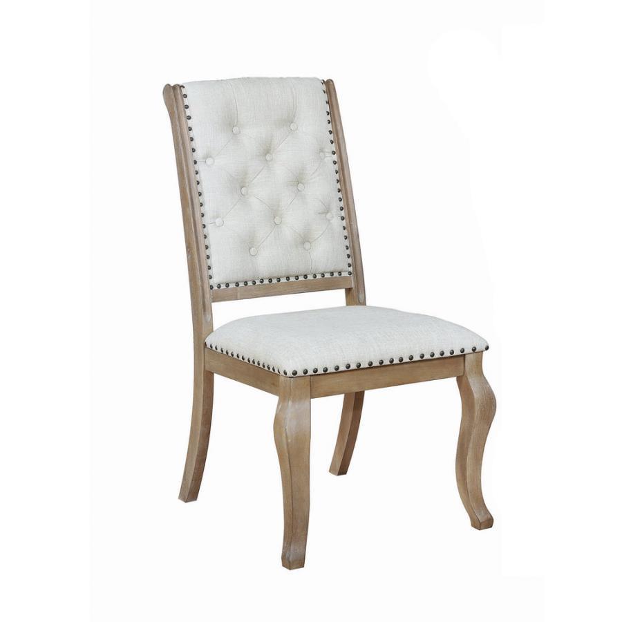 Brockway Cove Tufted Side Chairs Cream and Barley Brown (Set of 2) 110292 Coaster FredCo