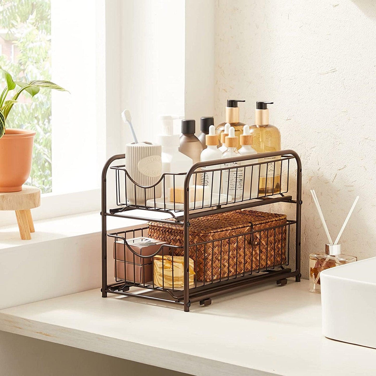 Bronze 2-Tier Pull-Out Cabinet Organizer FredCo