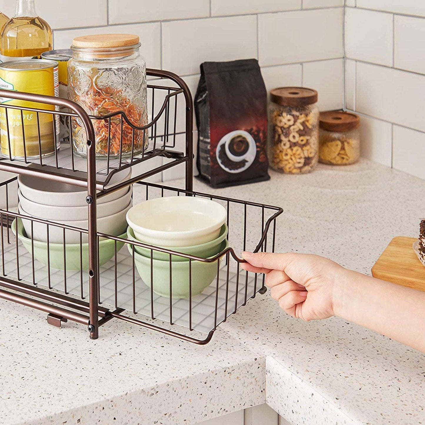 Bronze 2-Tier Pull-Out Cabinet Organizer FredCo