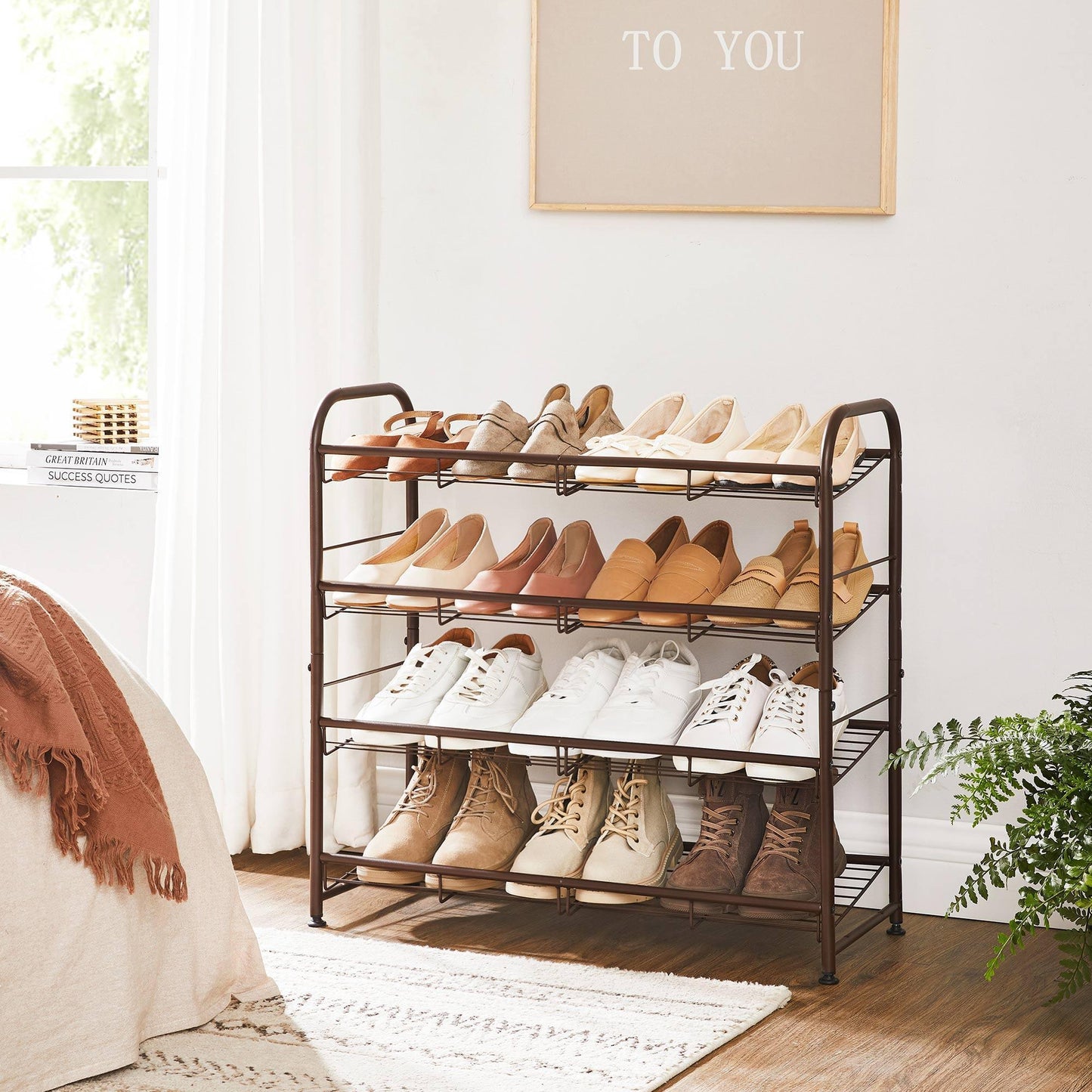 Bronze 4-Tier Shoe Rack Storage Organizer FredCo