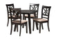 Brooke Modern Beige Fabric and Dark Brown Finished Wood 5-Piece Dining Set FredCo