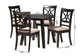 Brooke Modern Beige Fabric and Dark Brown Finished Wood 5-Piece Dining Set FredCo
