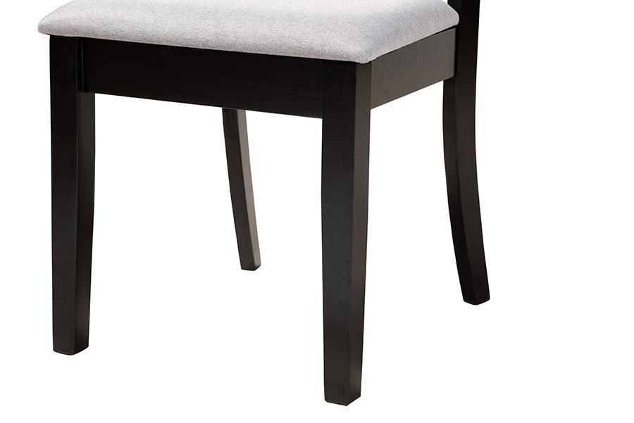 Brooke Modern Grey Fabric and Dark Brown Finished Wood 5-Piece Dining Set FredCo