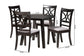 Brooke Modern Grey Fabric and Dark Brown Finished Wood 5-Piece Dining Set FredCo