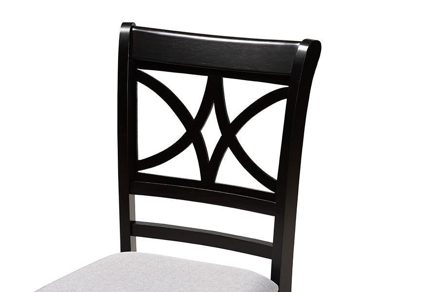 Brooke Modern Grey Fabric and Dark Brown Finished Wood 5-Piece Dining Set FredCo