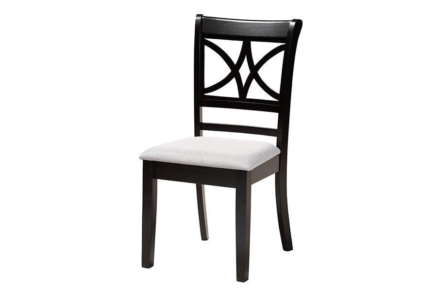 Brooke Modern Grey Fabric and Dark Brown Finished Wood 5-Piece Dining Set FredCo