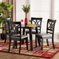 Brooke Modern Grey Fabric and Dark Brown Finished Wood 5-Piece Dining Set FredCo