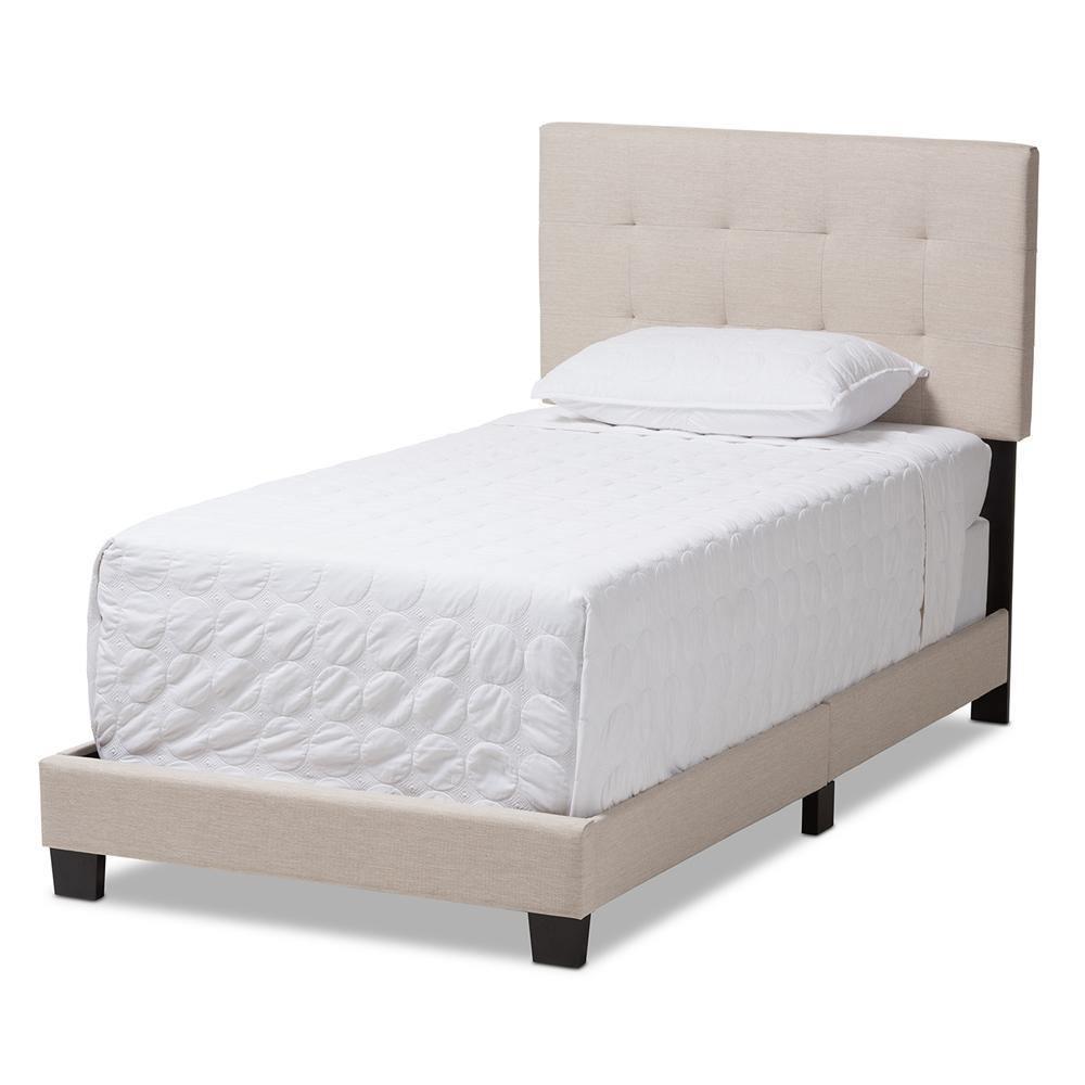 Brookfield Modern and Contemporary Beige Fabric Twin Size Bed FredCo
