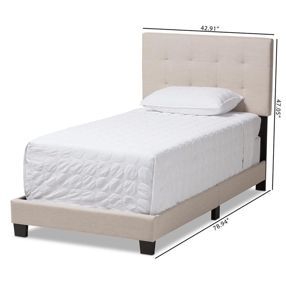 Brookfield Modern and Contemporary Beige Fabric Twin Size Bed FredCo