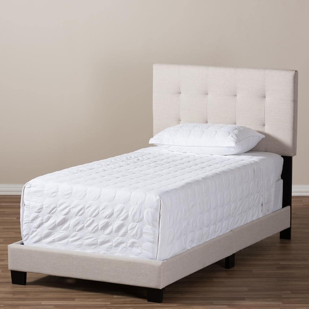 Brookfield Modern and Contemporary Beige Fabric Twin Size Bed FredCo