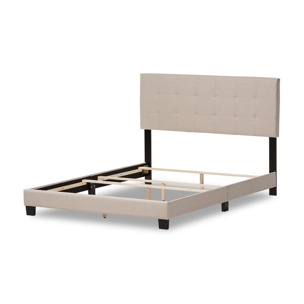 Brookfield Modern and Contemporary Beige Fabric Upholstered Grid-tufting Queen Size Bed FredCo