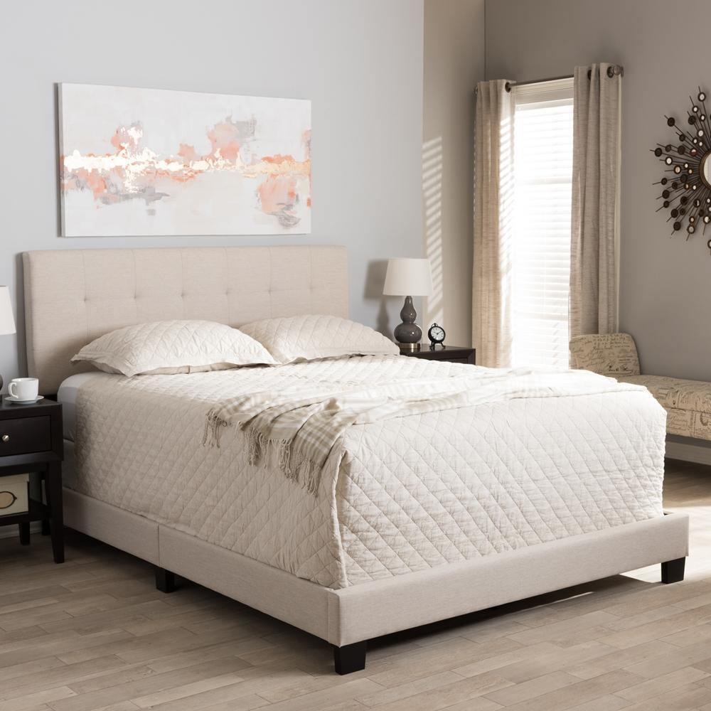 Brookfield Modern and Contemporary Beige Fabric Upholstered Grid-tufting Queen Size Bed FredCo
