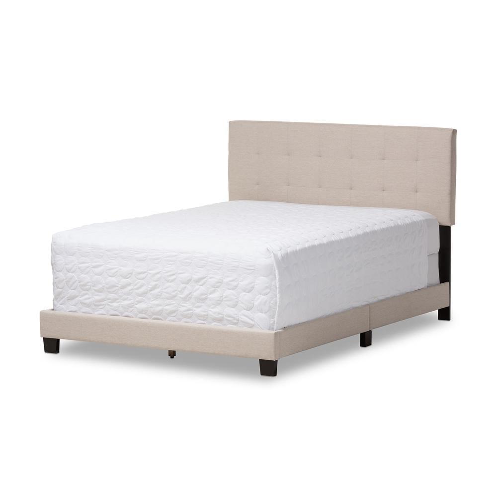 Brookfield Modern and Contemporary Beige Fabric Upholstered Grid-tufting Queen Size Bed FredCo