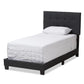Brookfield Modern and Contemporary Charcoal Grey Fabric Twin Size Bed FredCo