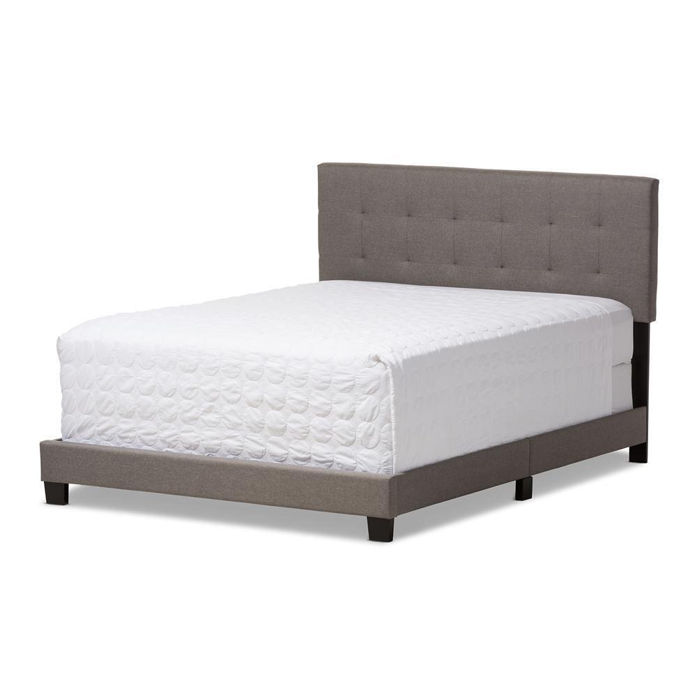 Brookfield Modern and Contemporary Grey Fabric Upholstered Grid-tufting Queen Size Bed FredCo