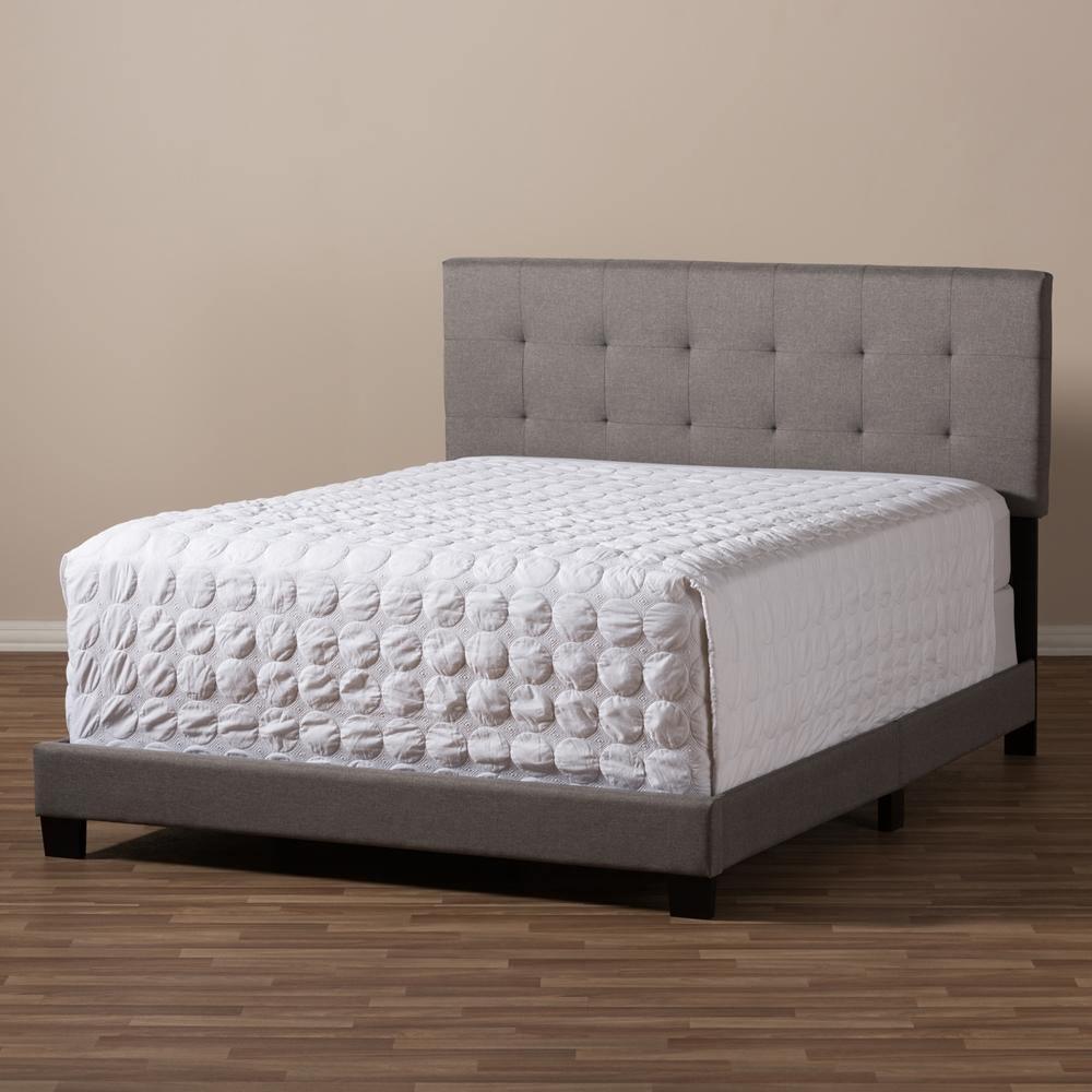 Brookfield Modern and Contemporary Grey Fabric Upholstered Grid-tufting Queen Size Bed FredCo