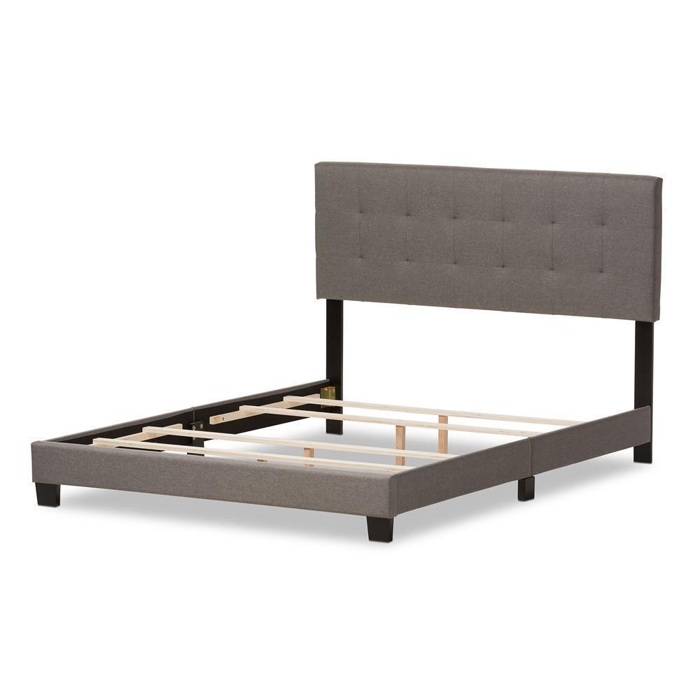 Brookfield Modern and Contemporary Grey Fabric Upholstered Grid-tufting Queen Size Bed FredCo