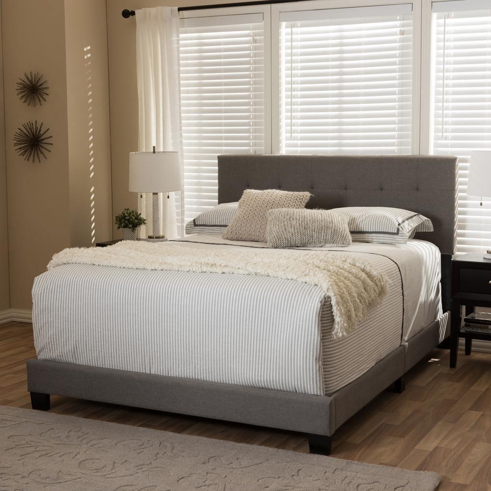 Brookfield Modern and Contemporary Grey Fabric Upholstered Grid-tufting Queen Size Bed FredCo