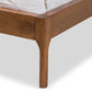 Brooklyn Mid-Century Modern Walnut Wood Grey Fabric King Size Platform Bed FredCo