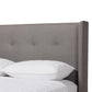 Brooklyn Mid-Century Modern Walnut Wood Grey Fabric King Size Platform Bed FredCo