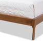 Brooklyn Mid-Century Modern Walnut Wood Grey Fabric King Size Platform Bed FredCo