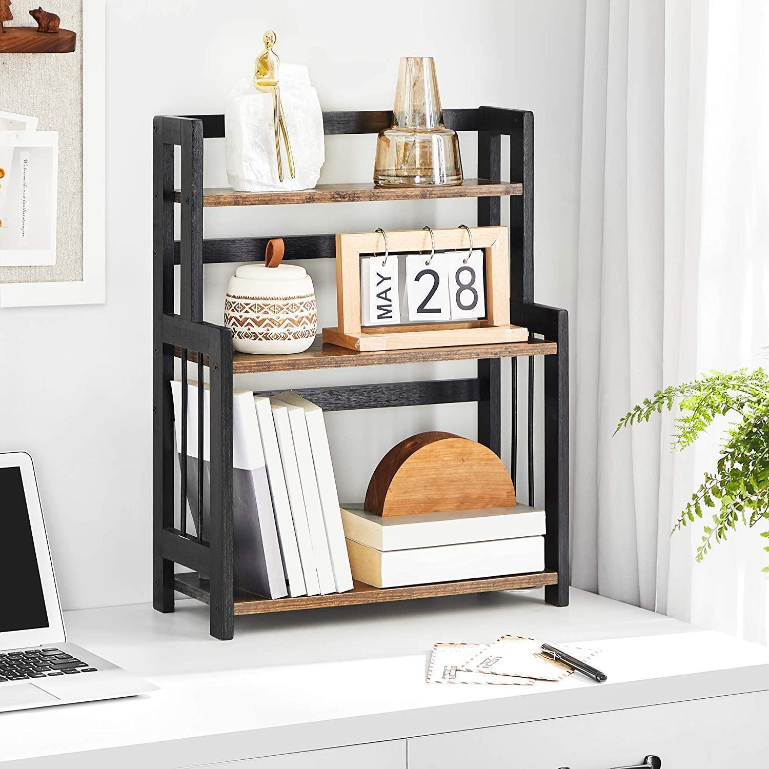 Brown & Black 3-Tier Spice Rack with Bamboo Frame FredCo