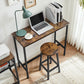 Brown & Black Bar Table with 2 Round Stools FredCo