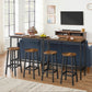 Brown & Black Bar Table with 2 Round Stools FredCo