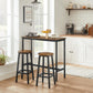 Brown & Black Bar Table with 2 Round Stools FredCo