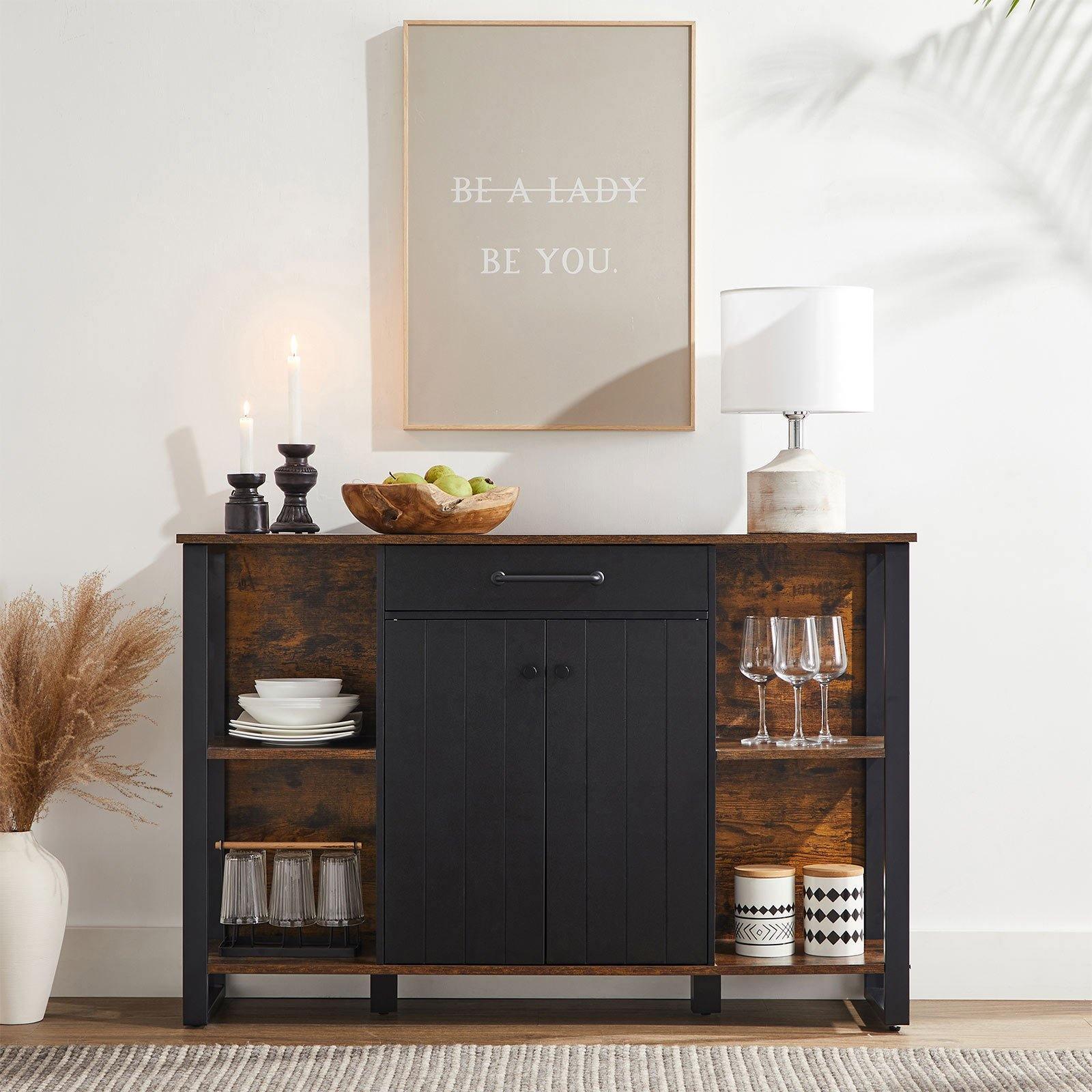 Brown & Black Buffet Cabinet with Drawer FredCo