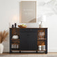 Brown & Black Buffet Cabinet with Drawer FredCo