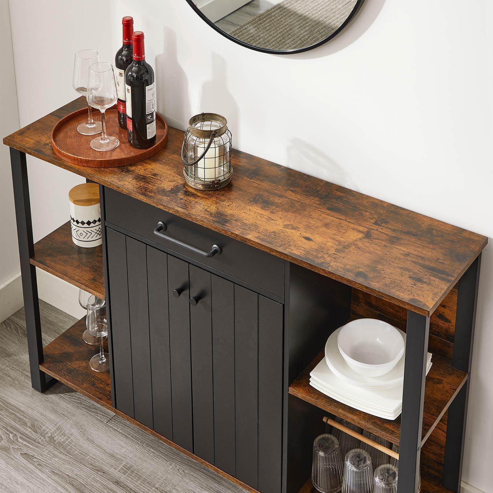 Brown & Black Buffet Cabinet with Drawer FredCo