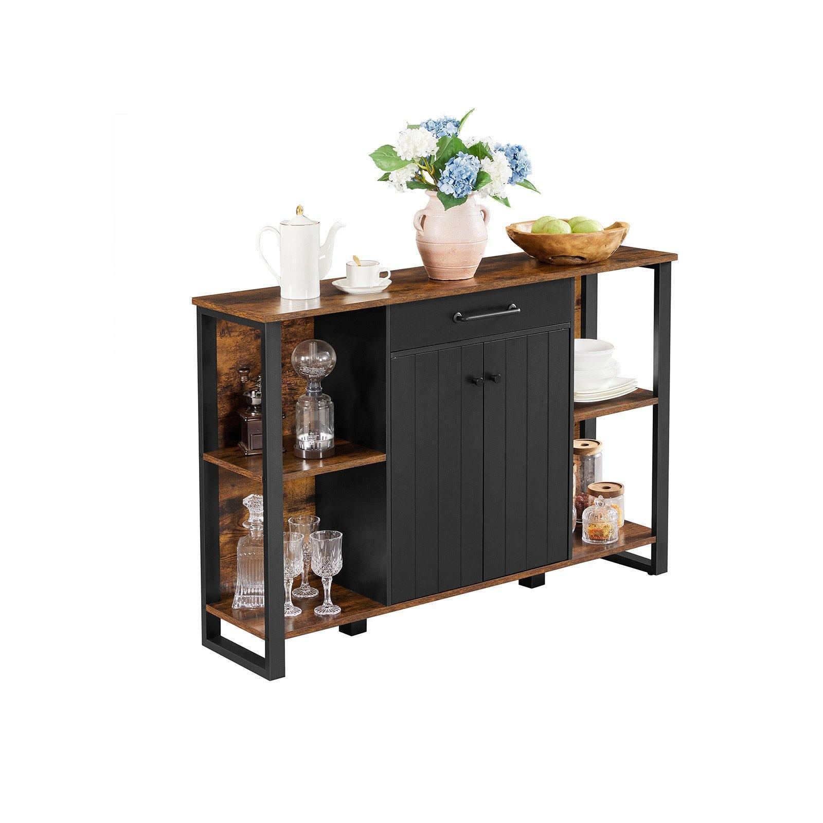 Brown & Black Buffet Cabinet with Drawer FredCo