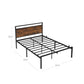Brown & Black Full Size Metal Bed Frame with Headboard FredCo