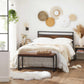 Brown & Black Full Size Metal Bed Frame with Headboard FredCo