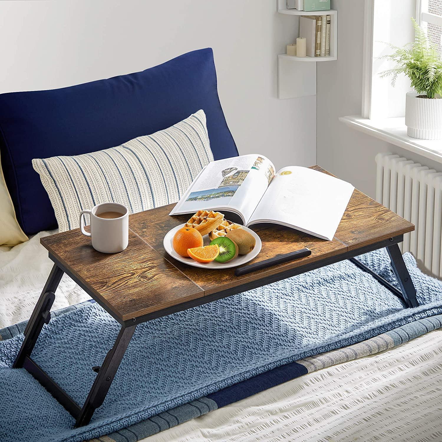 Brown & Black Laptop Table with Adjustable Top FredCo
