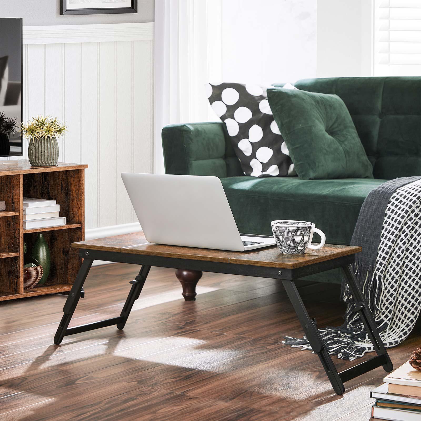 Brown & Black Laptop Table with Adjustable Top FredCo