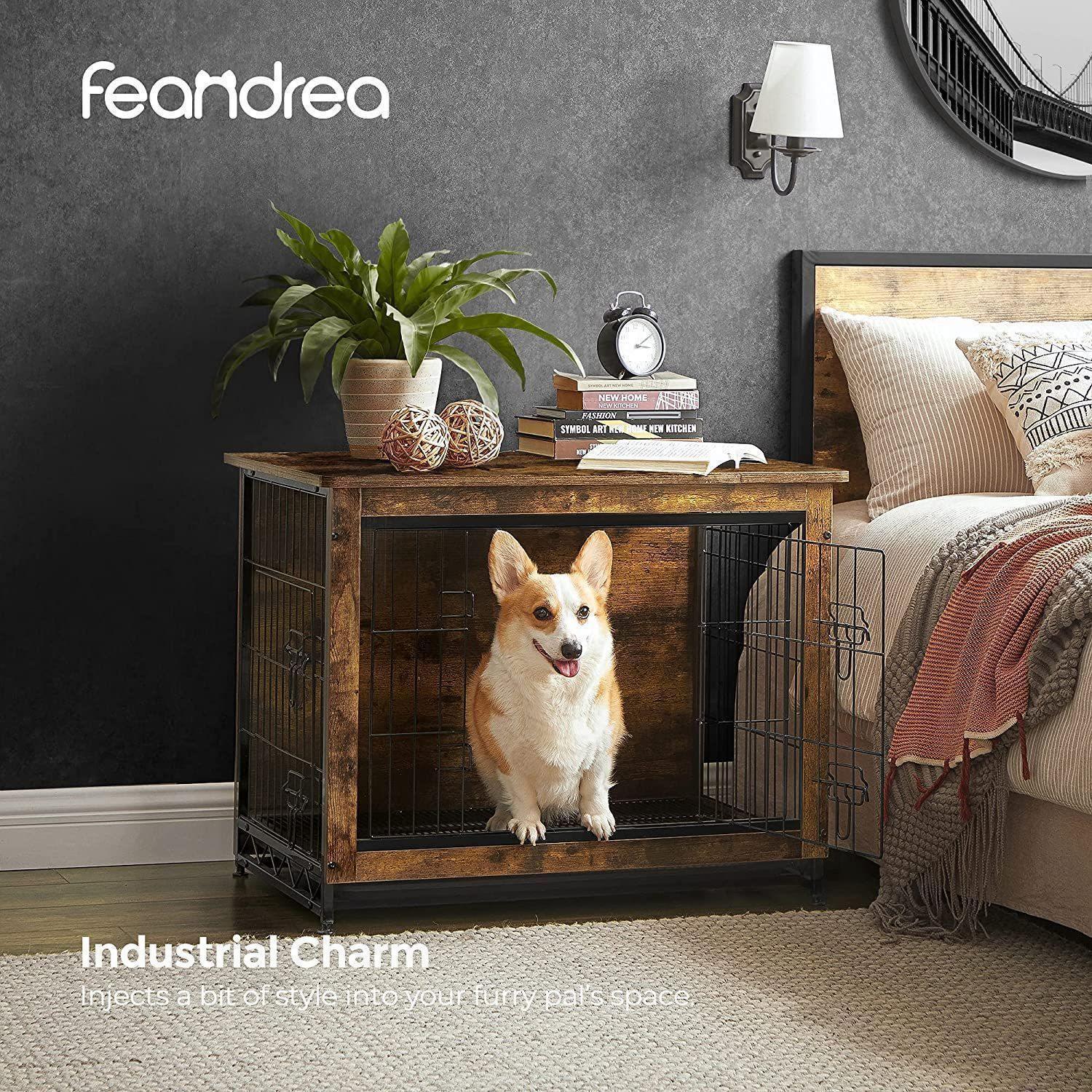 Brown & Black Wooden Dog Crate with 2 Doors FredCo