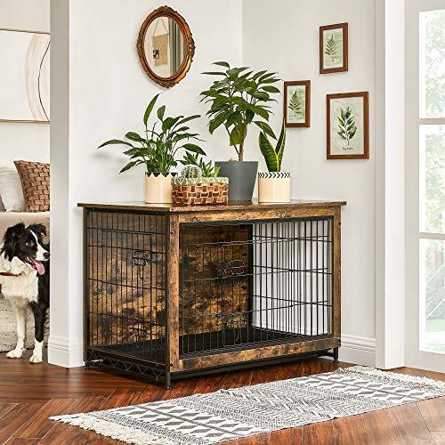 Brown & Black Wooden Dog Crate with Removable Tray Brown FredCo
