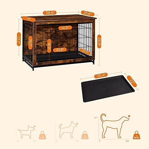 Brown & Black Wooden Dog Crate with Removable Tray Brown FredCo